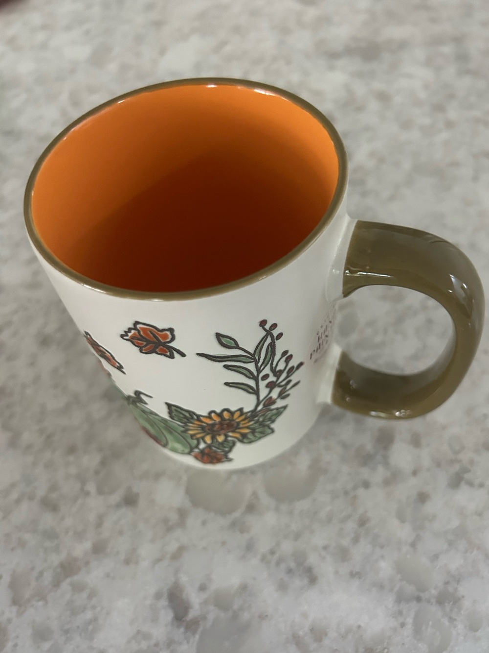 “New” Eli + Ana Ceramic Fall Mug with Olive Handle and Pumpkin Floral Design - Picture 7 of 8